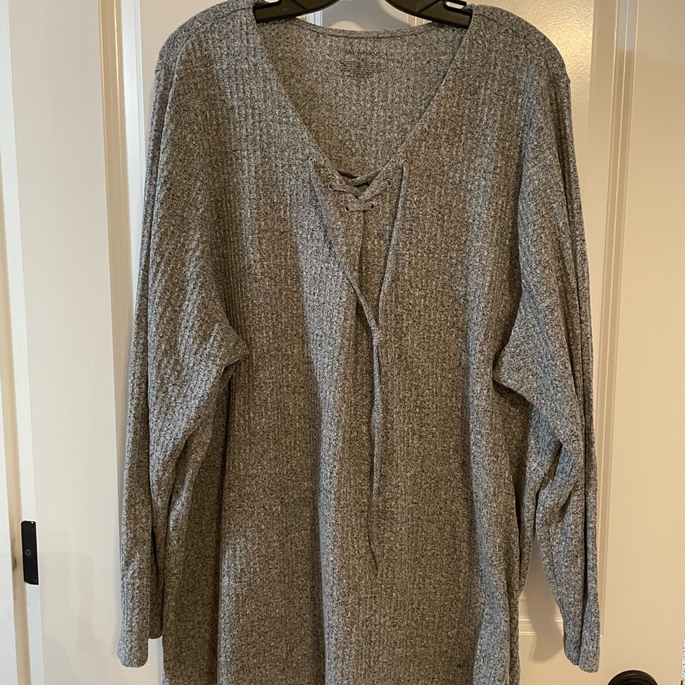 Lane Bryant Waffle Knit Heather Gray Shirt